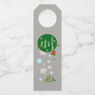 Etiqueta de colgador de botella de Navidad