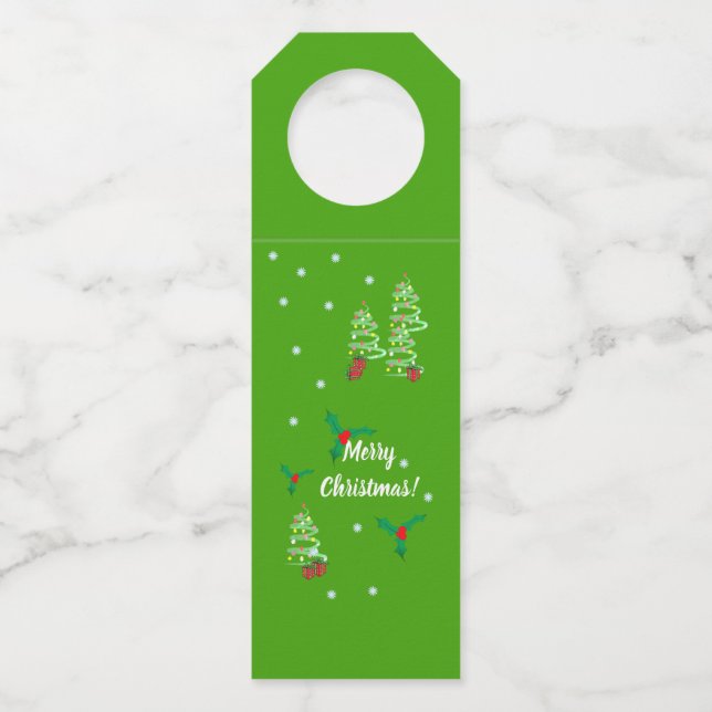 Etiqueta de Colgador de Botella de Navidad (Anverso)