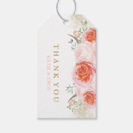 Etiqueta de colgador de regalo de la boda de coral