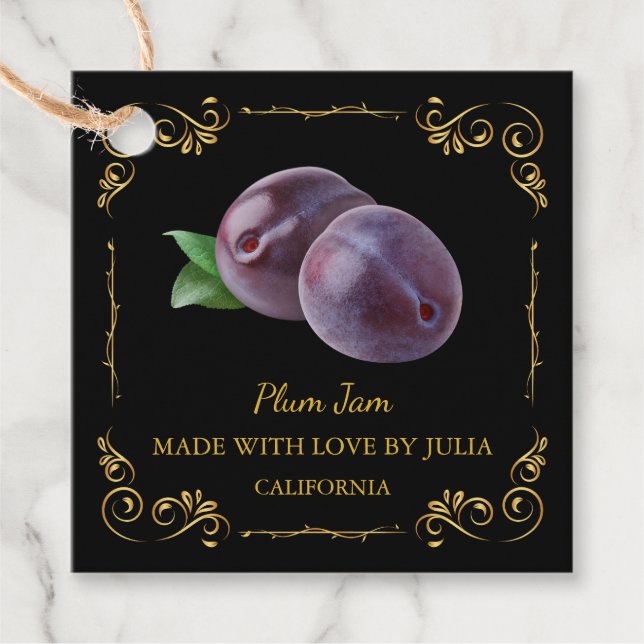 Etiqueta de colgamiento de Plum Jam Square de cose (Anverso)