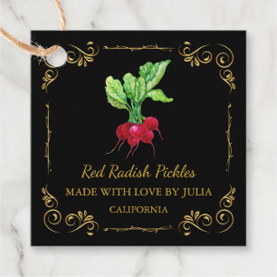 Etiqueta de colgamiento de raya roja casera vintag