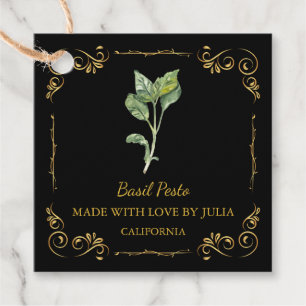 Etiqueta de colgante de Basil Pesto Square de cose