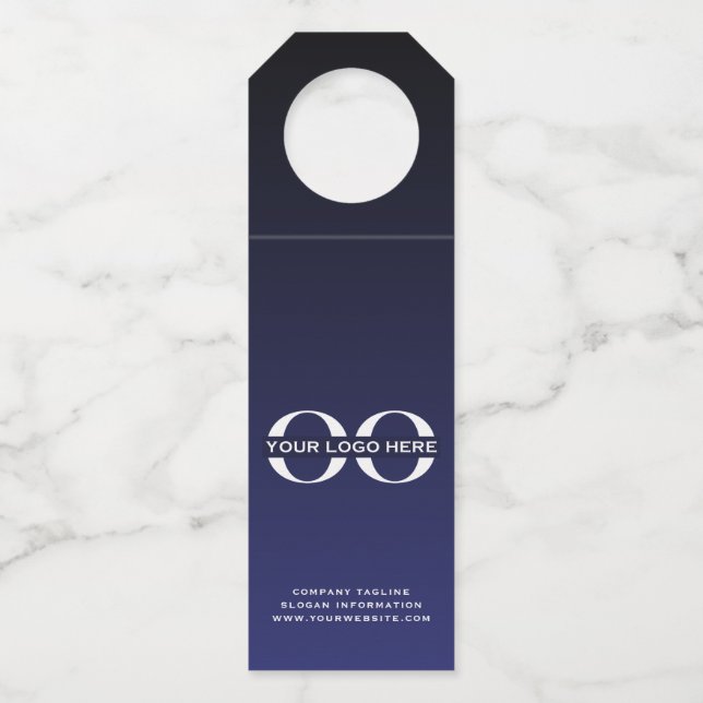Etiqueta de Colgante para Botella Azul Marino con  (Anverso)