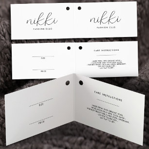 Etiqueta de colgar de precio de ropa blanca plegad