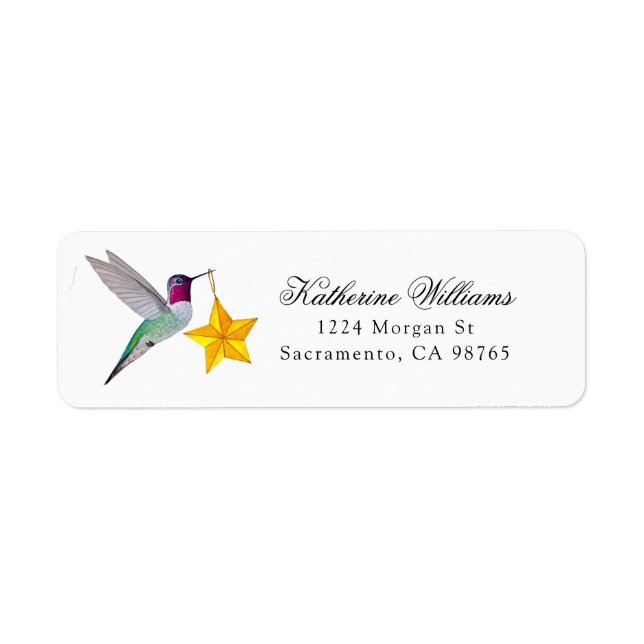 Etiqueta de Colibrí de Anna de Navidad (Frente)