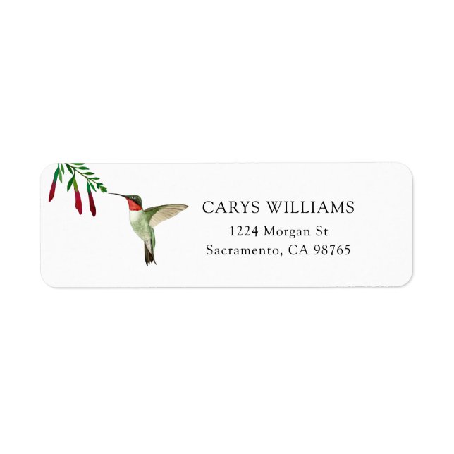 Etiqueta de Colibrí Garganta de Rubí (Frente)