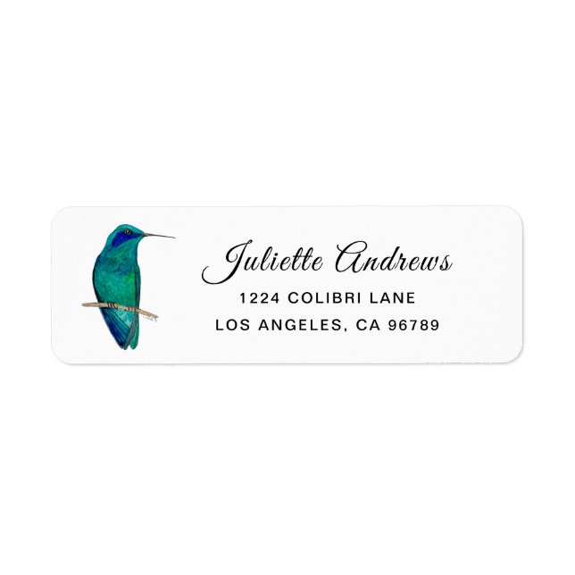 Etiqueta de colibrí violeta mexicana (Frente)