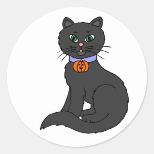 Etiqueta de collar de calabaza tallada de gato de