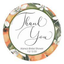 Etiqueta de color de agua con flores de naranja