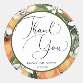 Etiqueta de color de agua con flores de naranja