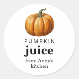 Etiqueta de comida casera de jugo de calabaza