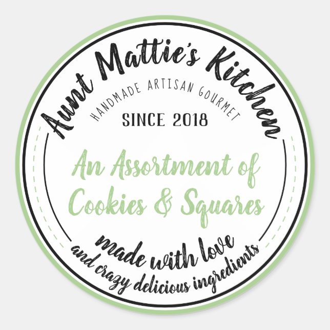 Etiqueta de comida de aguacate verde de cosecha ar (Anverso)