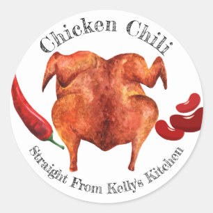 Etiqueta de comida de chili de pollo para negocio 
