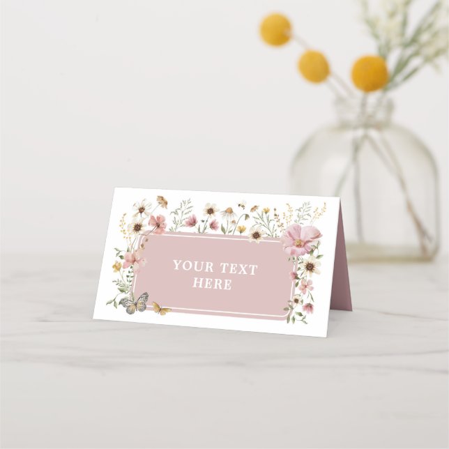 Etiqueta de comida de cumpleaños de flores silvest (Anverso)