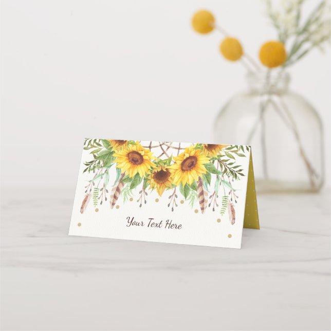 Etiqueta de comida de girasoles rústicos boho atra (Anverso)