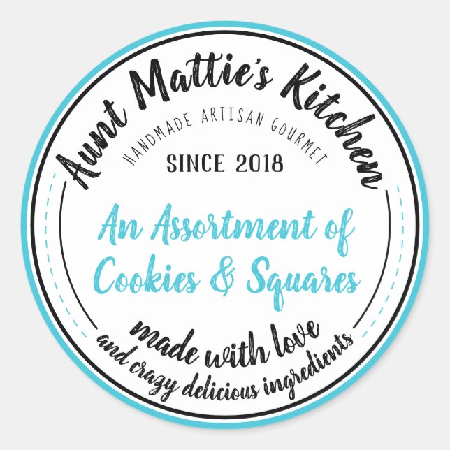 Etiqueta de comida de Gourmet hecha a mano con cos (Anverso)