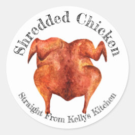Etiqueta de comida de pollo desmenuzado para negoc
