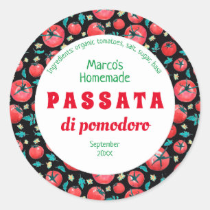 Etiqueta de comida de salsa de tomate acuarela mod