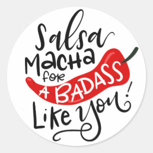 Etiqueta de comida de Salsa Macha, con letras a ma