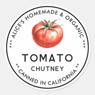 Etiqueta de comida enlatada de chutney de tomate