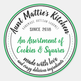 Etiqueta de comida gourmet artesanal de color verd