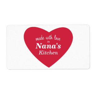 Etiqueta de comida hecha con amor