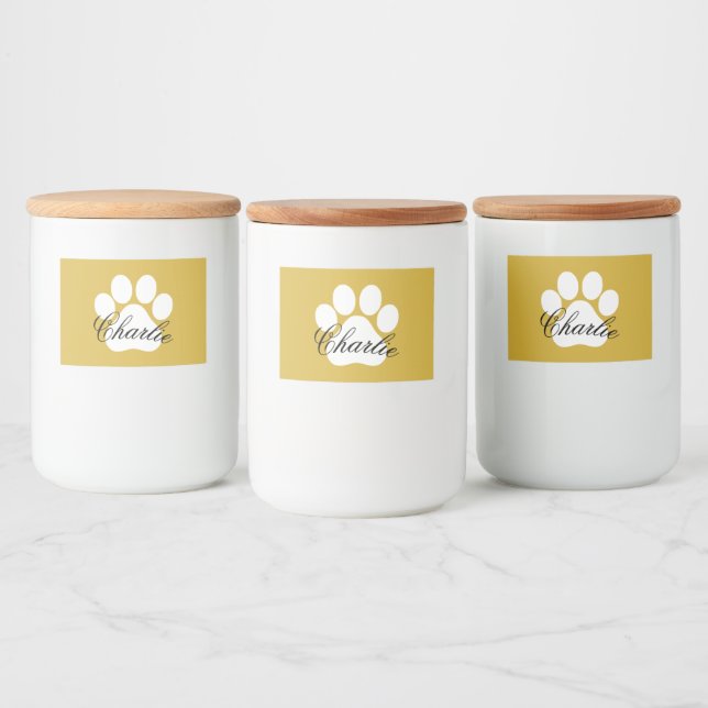 Etiqueta de comida para perros con huella de pata  (Botellas)