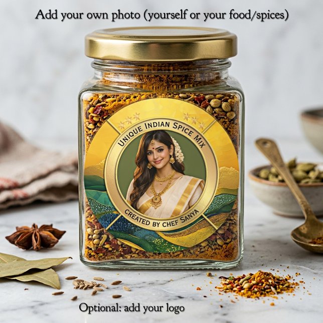 Etiqueta de comida personalizada Mezcla de especia (Elegant Chef Indian Spice Mix Custom Food Label)