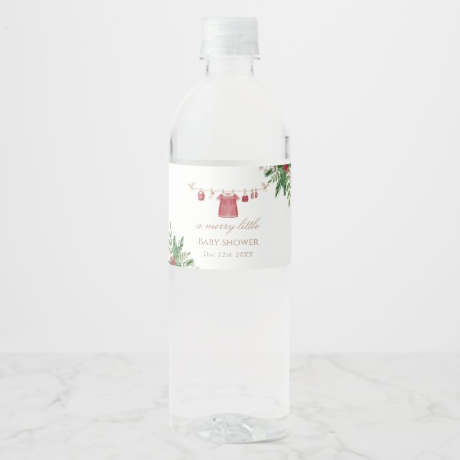 Etiqueta de comida y bebida de Baby Shower roja fe (Anverso)