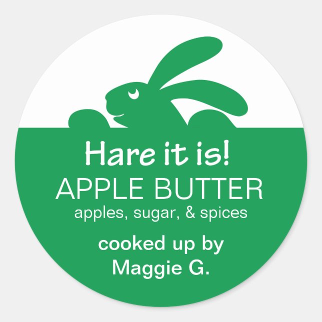 Etiqueta de conejo verde Jelly Jar (Anverso)