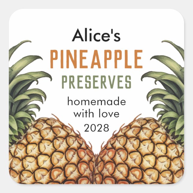 Etiqueta de conservas de piña caseras (Anverso)