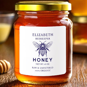 Etiqueta de conservas vintage de abeja de miel de 