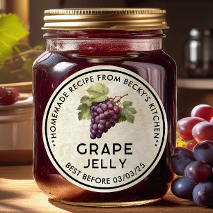 Etiqueta de conservas vintage de jalea de uvas roj