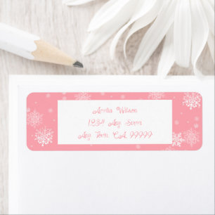 Etiqueta de copos de nieve para Navidades rosados