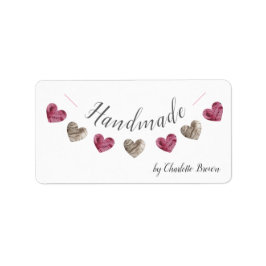 etiqueta de corazón de punto de lana hecha a mano