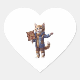 Etiqueta de corazón otoño feliz para todos Kitten