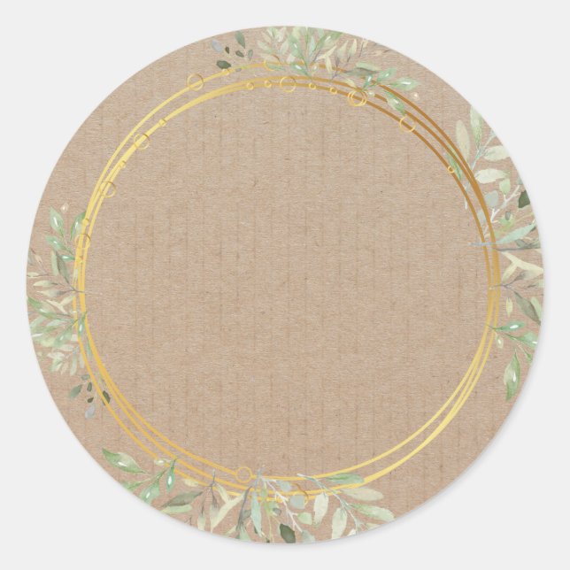 Etiqueta de corona floral en blanco Pegatina redon (Anverso)