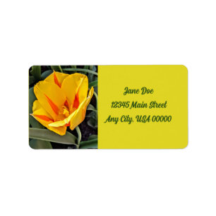 Etiqueta de correo con tulipán amarillo