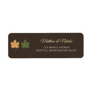 Etiqueta de correo de boda de otoño con chocolate