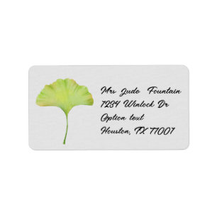 Etiqueta de correo de Ginkgo biloba leaf acuarela