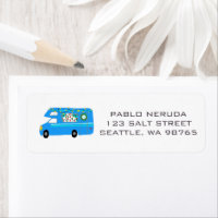 Etiqueta de correo de PERSONALIZADO azul de cumas
