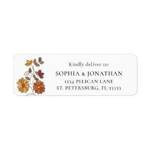 Etiqueta de correo de respuesta RSVP retro floral 