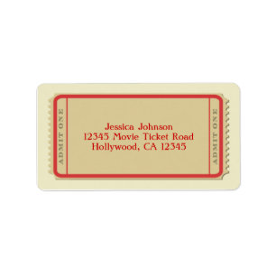 Etiqueta de correo del boleto de la película