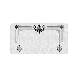 Etiqueta de correo en blanco y negro Art Deco