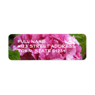 Etiqueta de correo rosada de la flor del Hydrangea
