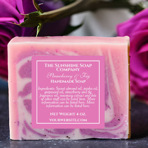 Etiqueta de cosmética de jabón blanco rosado a pru
