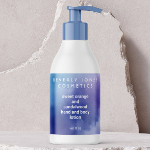 Etiqueta de Cosméticos Aquarela Elegante Azul y Pú