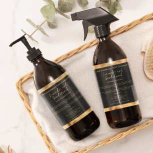 Etiqueta de cosméticos de color negro y oro con in