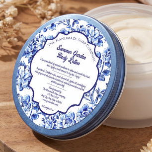Etiqueta de cosméticos de jabón floral vintage azu