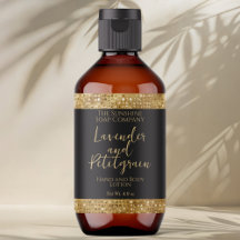 Etiqueta de cosméticos de lujo - Purpurina negro y